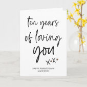 Tien jaar die van u houden Jubileum cadeau vrouw m Kaart (Gele Bloem)