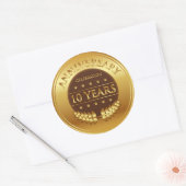 Tien jaar Jubileum Viering Gouden Medaille Ronde Sticker (Envelop)