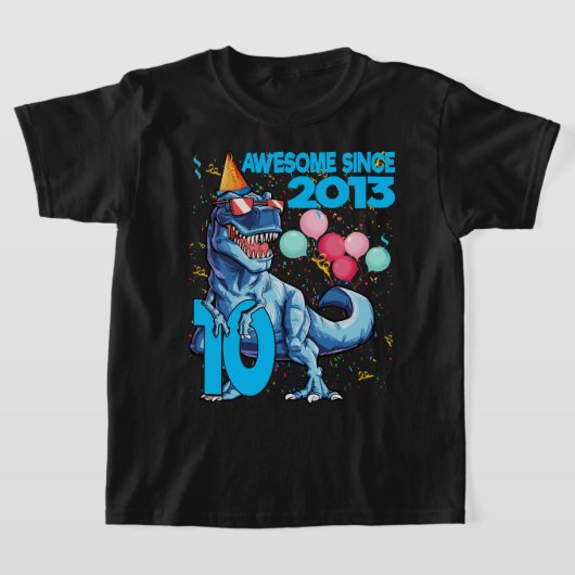 Tien jaar oude 10e verjaardag Dinosaur Boy Party 2 T-shirt (Laagn)