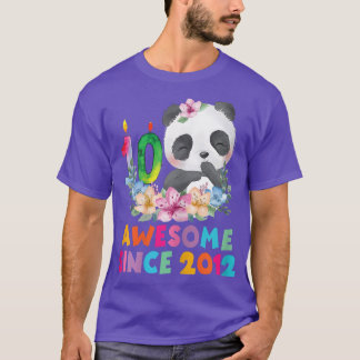 Tien jaar oude 10e verjaardag Panda Unicorn Girl P T-shirt