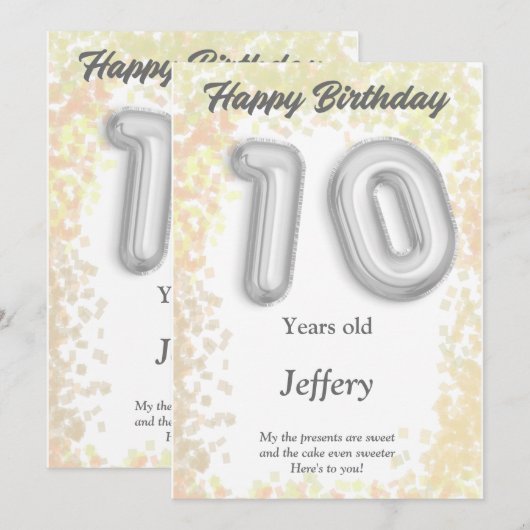 Tien jaar oude Happy Birthday-kaart (Voorkant / Achterkant)