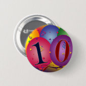 Tien jaar oude verjaardagsballonnen! ronde button 5,7 cm (Voorkant /achterkant)