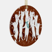 Tien katten a-Leaping... dubbelzijdig Keramisch Ornament (Rechts)