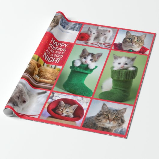 Tien katten collage cadeaupapier (Uitgerold)