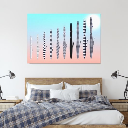 Tien katten geometrisch patroon canvas afdruk (Insitu (Slaapkamer))