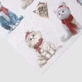 Tien Kerstkatten op een Witte Achtergrond Tissuepapier (Detail)
