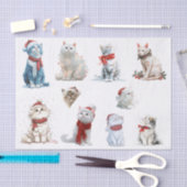 Tien Kerstkatten op een Witte Achtergrond Tissuepapier (Craft)
