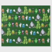 Tien kleine monsters inpakpapier (groen) (Vlak)