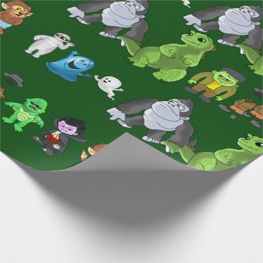 Tien kleine monsters inpakpapier (groen) (Hoek)