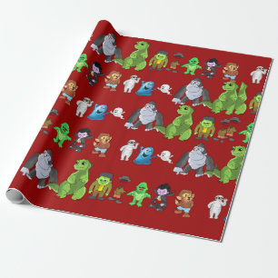 Tien kleine monsters inpakpapier (rood)