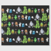 Tien kleine monsters inpakpapier (zwart) (Vlak)