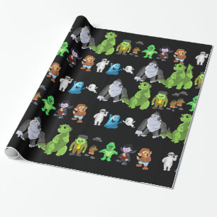 Tien kleine monsters inpakpapier (zwart)