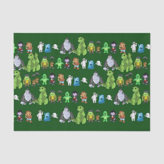 Tien kleine Monsters Tissue Paper (groen) Tissuepapier (Voorkant)