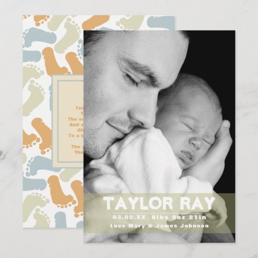 Tien kleine vingers en tenen, Schattigee Baby-aank Aankondiging (Voorkant / Achterkant)