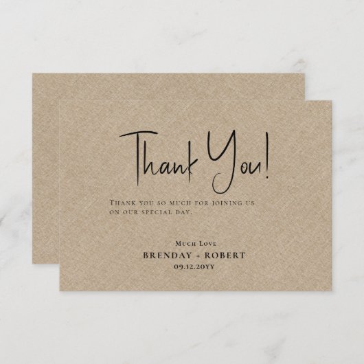 Tien linen Eenvoudig script Welkom Hartelijk dank Bedankkaart (Voorkant / Achterkant)