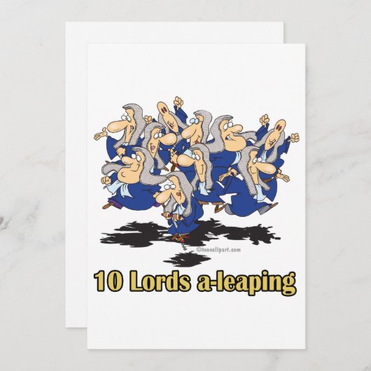 tien lords a - leaping 10e tiende kerstdag feestdagenkaart (Voorkant / Achterkant)