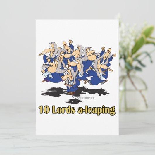 tien lords a - leaping 10e tiende kerstdag feestdagenkaart (Staand voorkant)