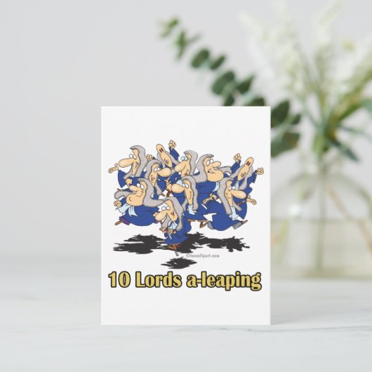 tien lords a - leaping 10e tiende kerstdag feestdagenkaart (Staand voorkant)
