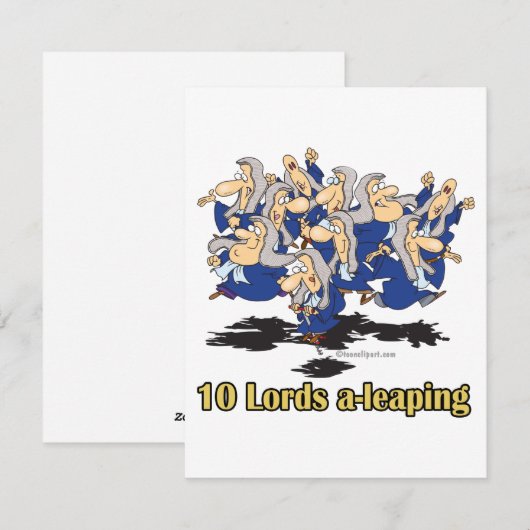 tien lords a - leaping 10e tiende kerstdag feestdagenkaart (Voorkant / Achterkant)