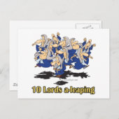 tien lords a - leaping 10e tiende kerstdag feestdagenkaart (Voorkant / Achterkant)