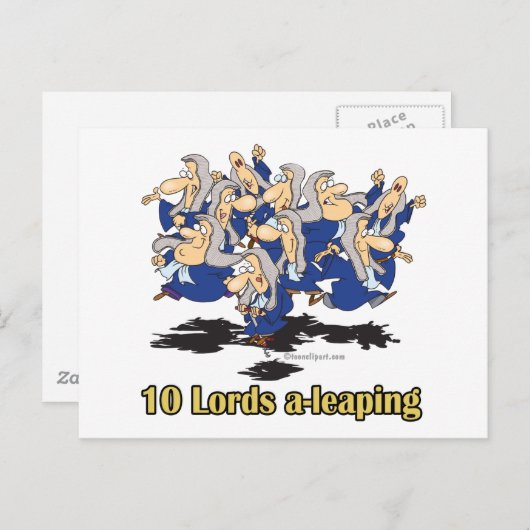 tien lords a - leaping 10e tiende kerstdag feestdagenkaart (Voorkant / Achterkant)