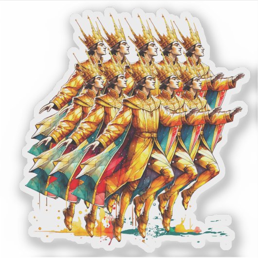 Tien Lords a-Leaping | Twaalf dagen Kerst Sticker (Voorkant)