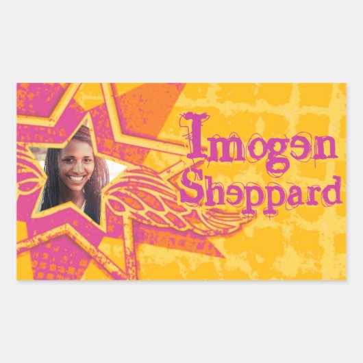 Tien meisjes genaamd gele roze id label sticker (Voorkant)