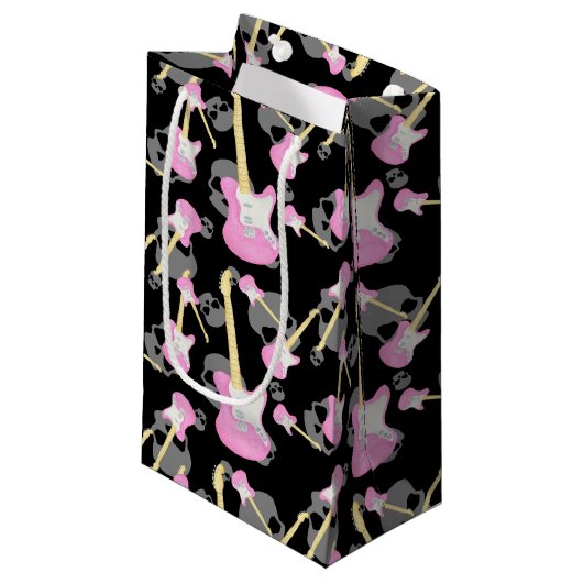 Tien meisjes rocktas met rolschedel klein cadeauzakje (Voorkant Gekanteld)