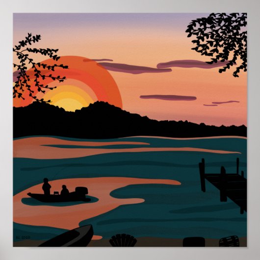 Tien Mile Lake Sunset Poster (Voorkant)