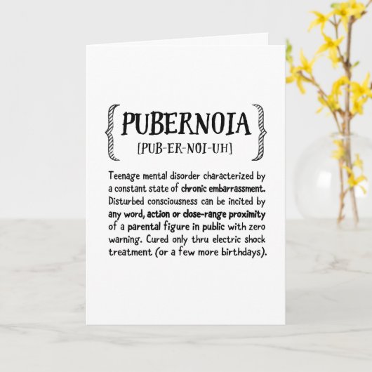Tien Ouderschap aanmoediging, humoristisch - puber Kaart (Gele Bloem)