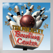 Tien pin Alley Bowling Retro Neon Sign Poster (Voorkant)