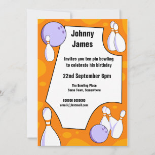 Tien Pin Bowling Birthday Party Invitation Kaart