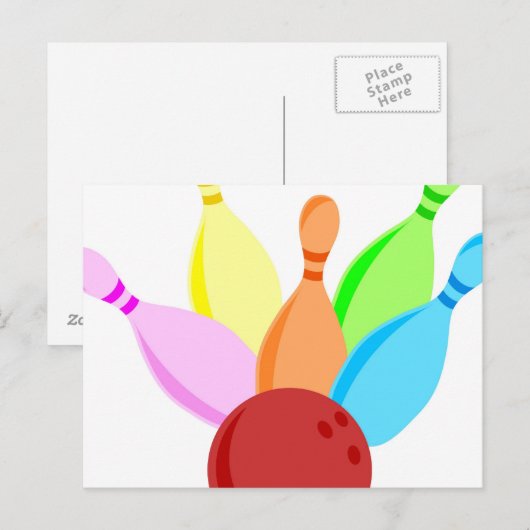 Tien Pin Bowling Briefkaart (Voorkant / Achterkant)