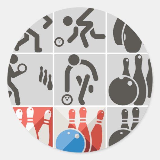 Tien Pin Bowling Iconen Stickers (Voorkant)