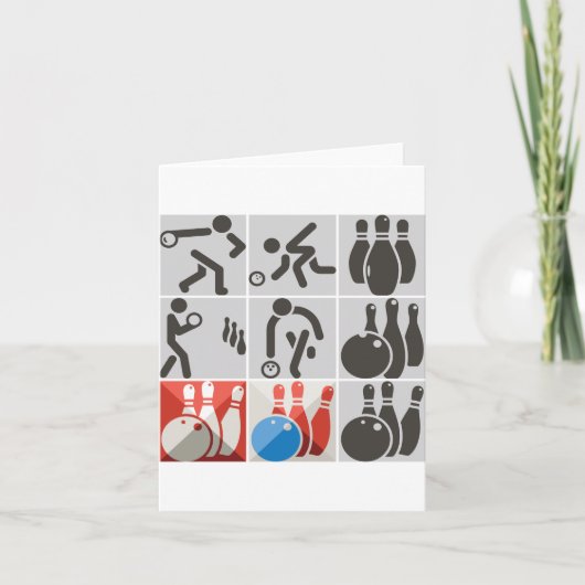 Tien Pin Bowling Icons Notitiekaarten (Voorkant)