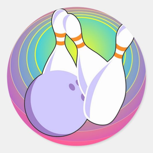 Tien Pin Bowling Ronde Sticker (Voorkant)