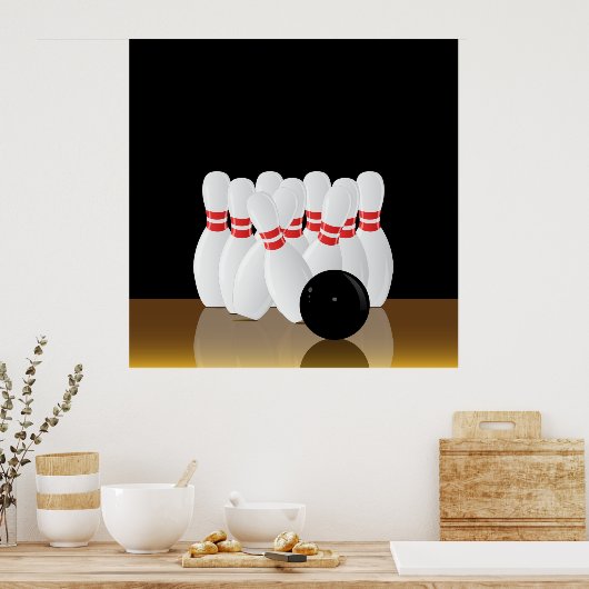 Tien pin Bowling Strike Poster (Keuken)
