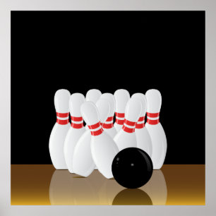 Tien pin Bowling Strike Poster