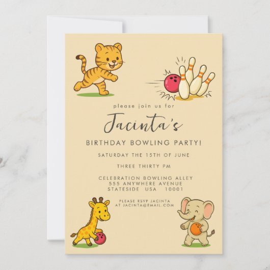 Tien Pin Bowling Verjaardag Party Custom Kaart (Voorkant)