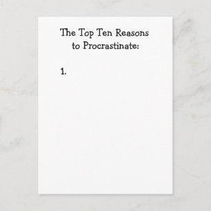 Tien redenen voor procrastinate Joke Briefkaart
