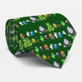 Tien Stropdas met kleine monsters (groen) (Opgerold)