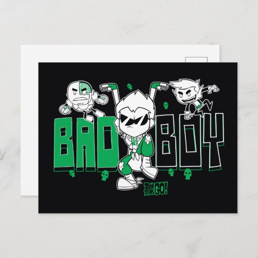 Tien Titans gaan! | "Bad Boy" Robin, Cyborg & BB Briefkaart (Voorkant / Achterkant)