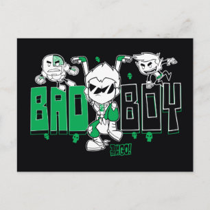 Tien Titans gaan!   "Bad Boy" Robin, Cyborg & BB Briefkaart