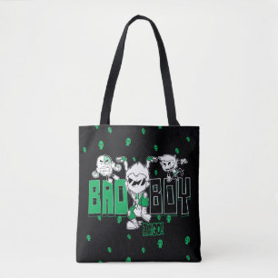 Tien Titans gaan!   "Bad Boy" Robin, Cyborg & BB Tote Bag