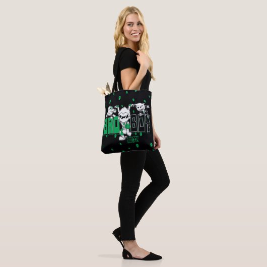Tien Titans gaan! | "Bad Boy" Robin, Cyborg & BB Tote Bag (Op model)