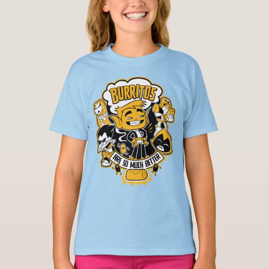 Tien Titans gaan! | Beast Boy "Burritos are better T-shirt (Voorkant)