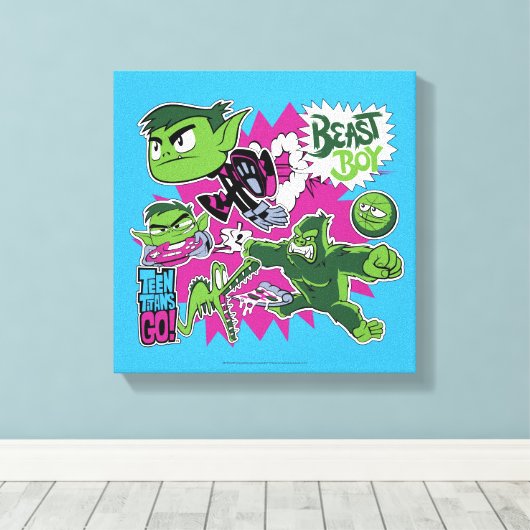 Tien Titans gaan! | Beast Boy Shapeshifts Canvas Afdruk (Insitu (Houten vloer))