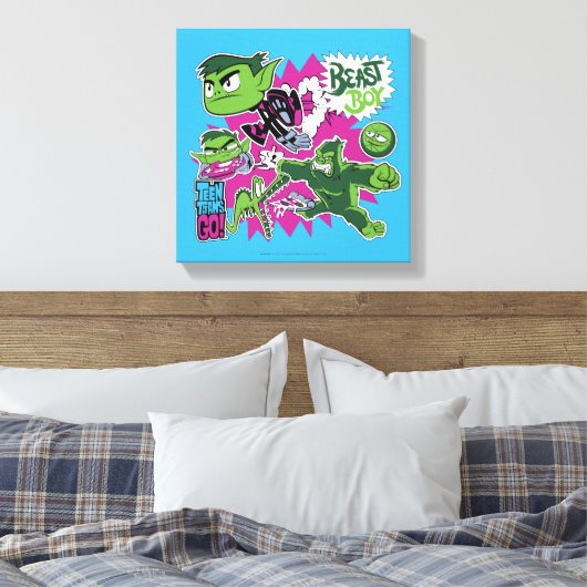 Tien Titans gaan! | Beast Boy Shapeshifts Canvas Afdruk (Insitu (Slaapkamer))
