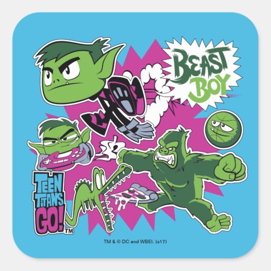 Tien Titans gaan! | Beast Boy Shapeshifts Vierkante Sticker (Voorkant)