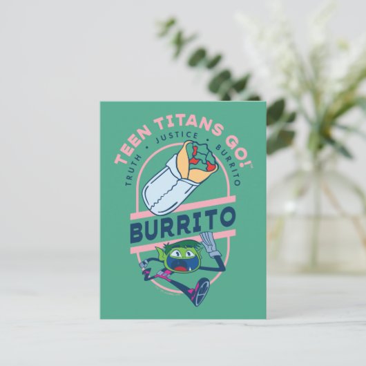 Tien Titans gaan! Beast Boy "Truth Justice Burrito Briefkaart (Staand voorkant)